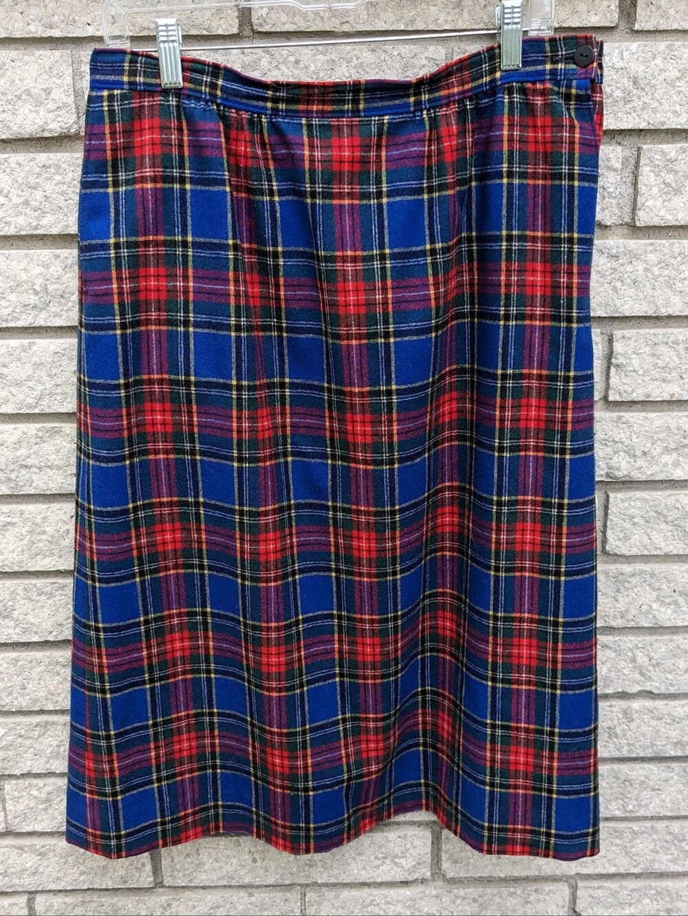 Pendleton Plaid 100% Virgin Wool Made In USA Red Blue